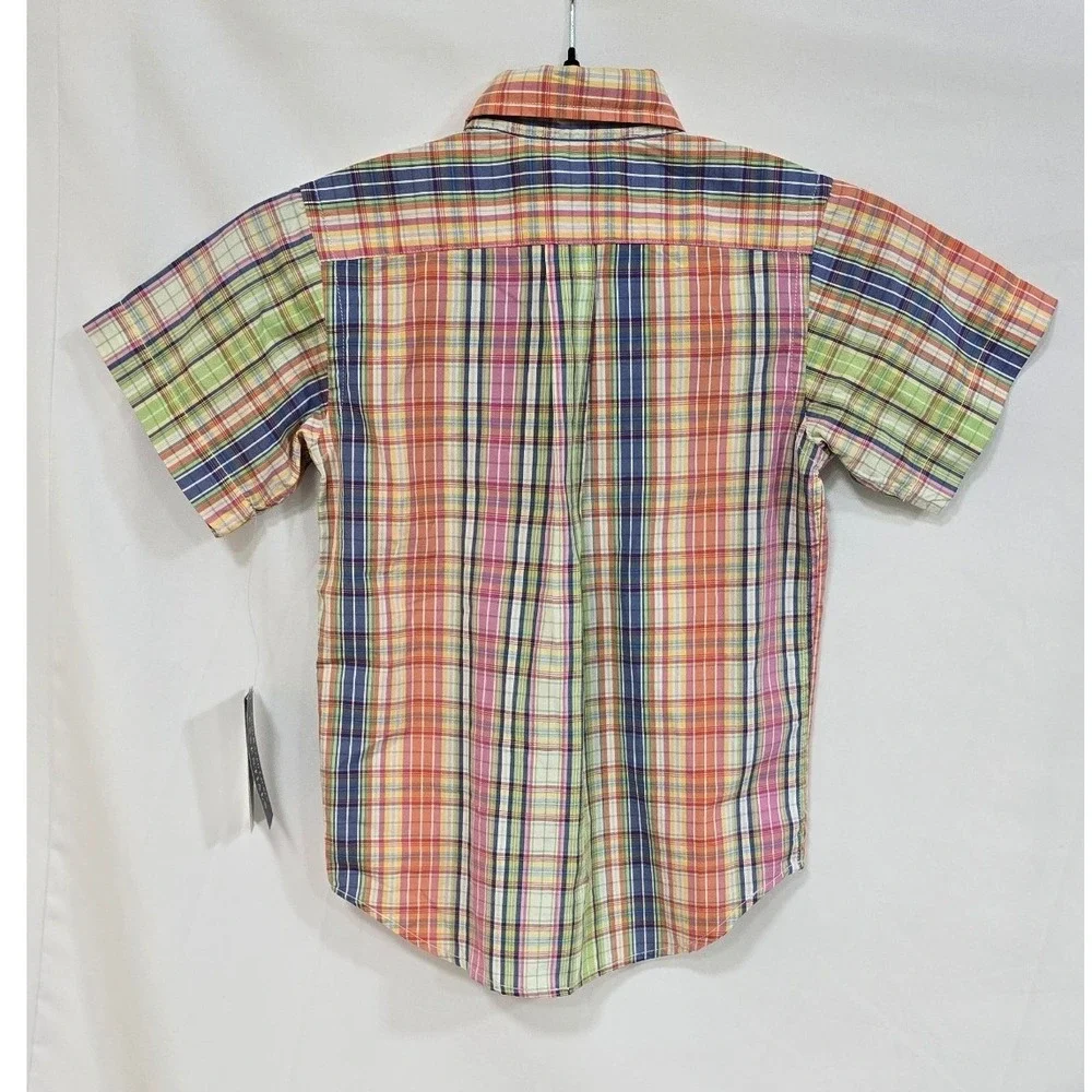 Ralph Lauren boys 5 plaid‎ button down short sleeve shirt preppy upscale casual